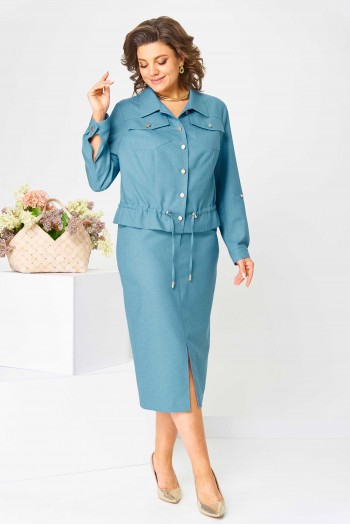 Костюм юбочный 1481 аква